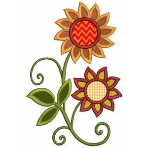 Fall Wild Flowers Applique Machine Embroidery Design Digitized Pattern